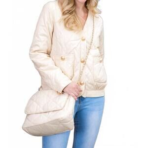 NEW JOH puffer jacket with crossbody bag in beige